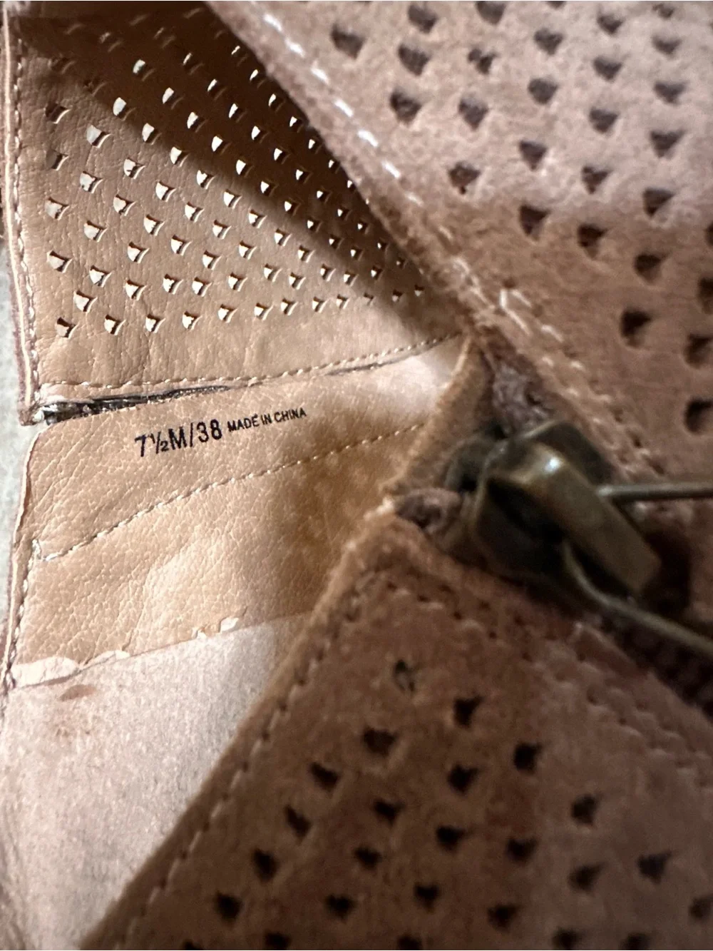 Lucky Brand Taupe Perforated Suede Wedge Booties with Side Bow